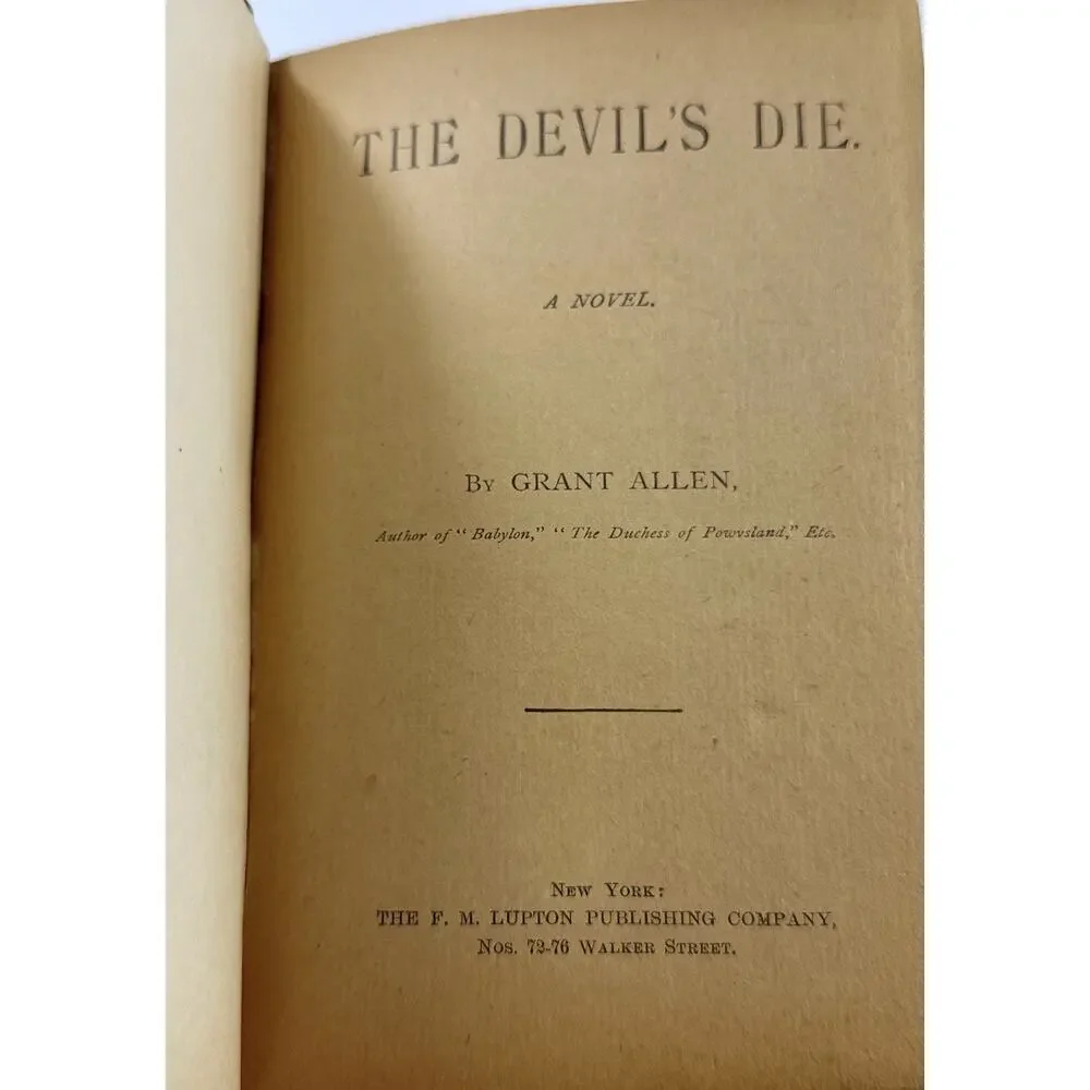 Antique c1892-1897 The Devil’s Die Grant Allen Avon Edition HC F.M. Lupton